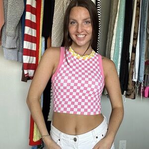 Dippin Daisys Pink Checkered Sleeveless Top